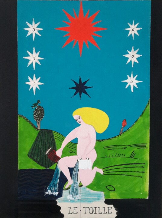 Painting titled "L'étoile" by Roland Gschwind, Original Artwork, Gouache