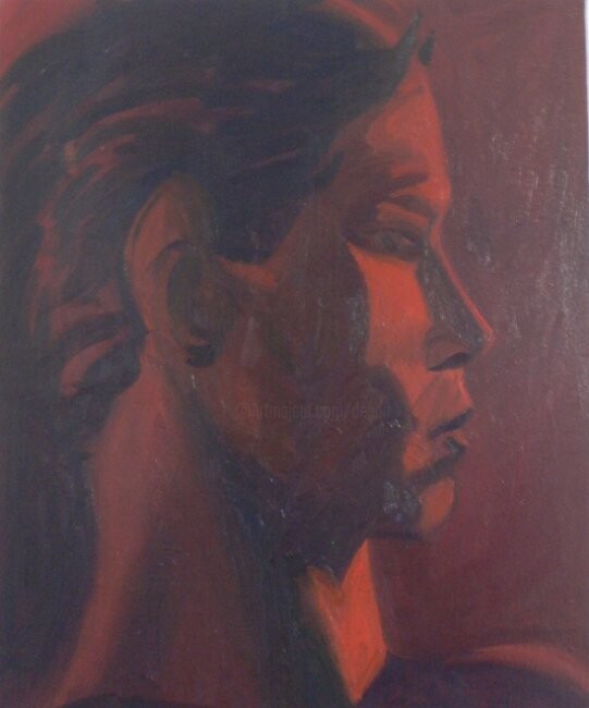 Painting titled "faune sombre" by Roland Gschwind, Original Artwork, Oil