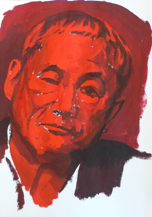 「Takeshi Kitano」というタイトルの絵画 Roland Gschwindによって, オリジナルのアートワーク, グワッシュ水彩画