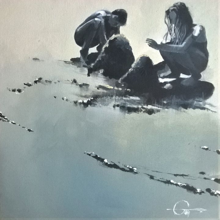 Peinture intitulée "jeux de sable" par Roland Guyomard, Œuvre d'art originale, Acrylique