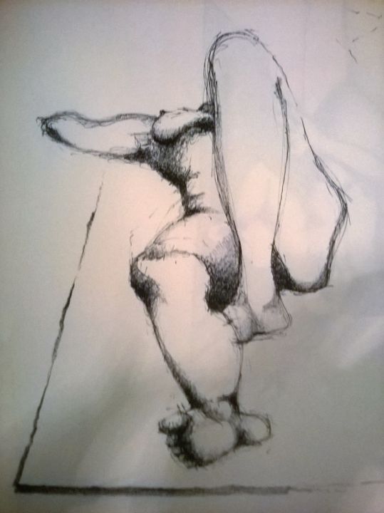 Drawing titled "nu allongé" by Roland Guyomard, Original Artwork, Marker
