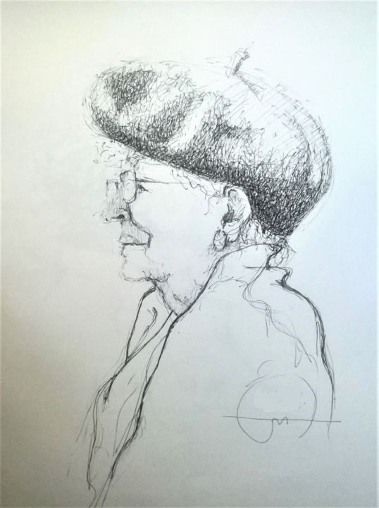 Dibujo titulada "Portrait" por Roland Guyomard, Obra de arte original, Rotulador