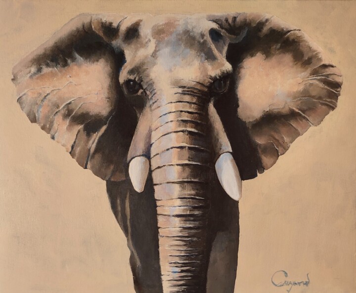 Peinture intitulée "Eléphant 2" par Roland Guyomard, Œuvre d'art originale, Acrylique