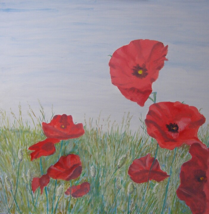 Pintura titulada "Poppies" por Roland Heirman, Obra de arte original, Oleo