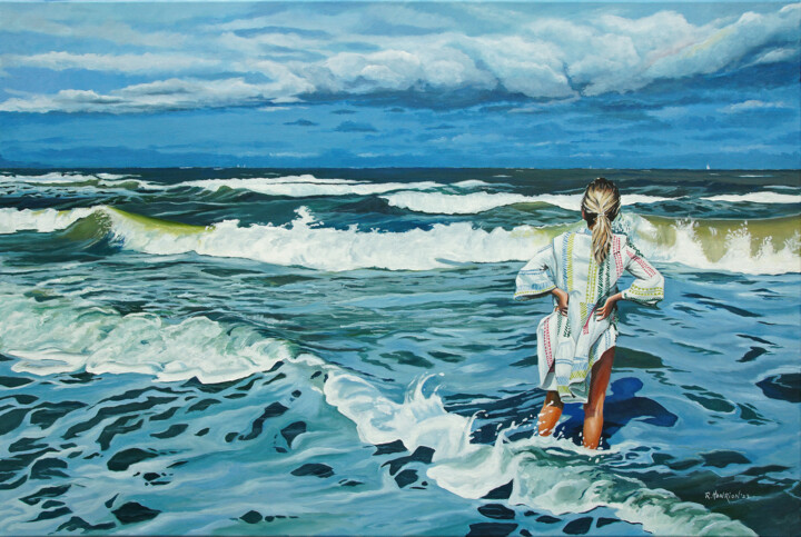 "The North Sea girl" başlıklı Tablo Roland Henrion tarafından, Orijinal sanat, Akrilik Ahşap Sedye çerçevesi üzerine monte e…