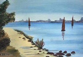 Painting titled "BORD DE MER" by Roland Le Thellec, Original Artwork