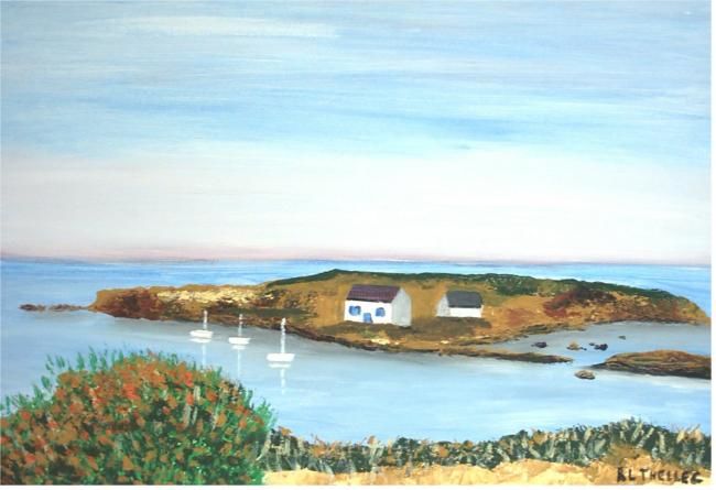 Painting titled "ILE VERTE" by Roland Le Thellec, Original Artwork