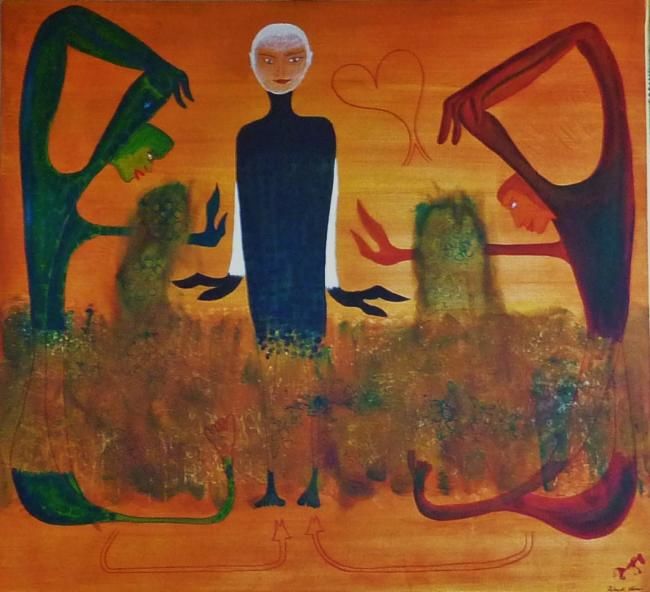Schilderij getiteld "spiritualités" door Orlando, Origineel Kunstwerk, Olie