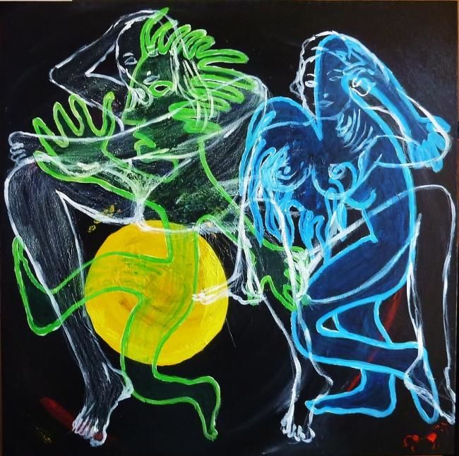 Peinture intitulée "rythmes- running &…" par Orlando, Œuvre d'art originale, Huile