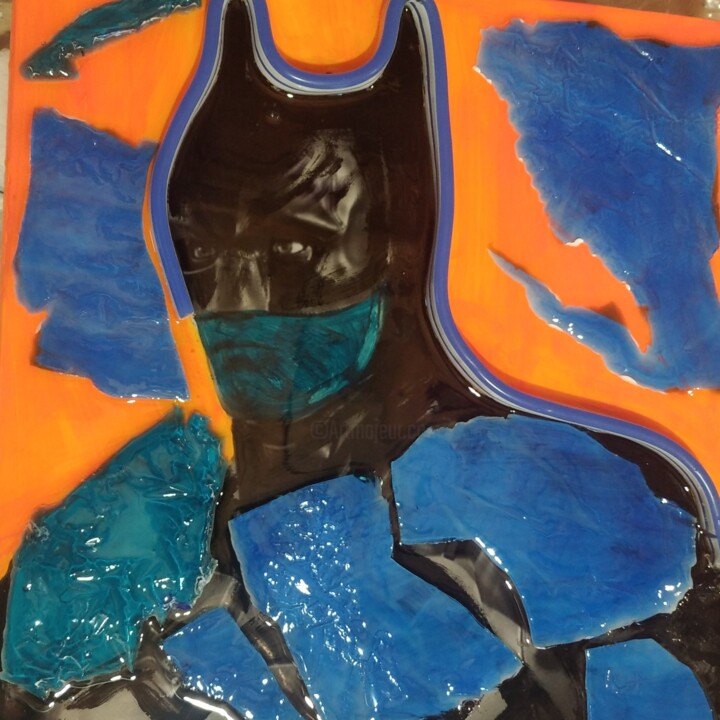 Painting titled "batman" by Rolando Pellini, Original Artwork, Digital Painting