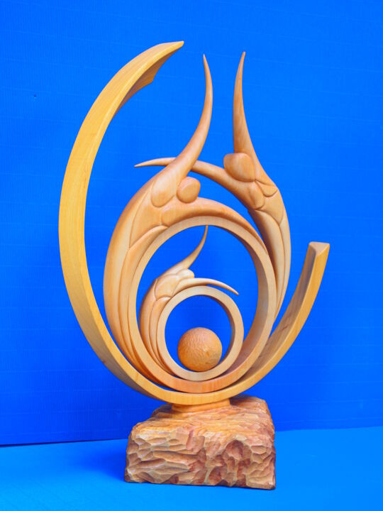 Sculpture titled "Polline" by Rolando Sampaolesi, Original Artwork, Wood