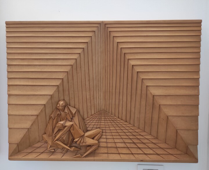 Sculpture titled "Pieta'" by Rolando Sampaolesi, Original Artwork, Wood