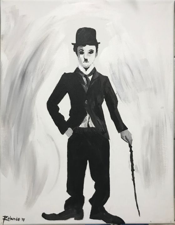 Painting titled "Chaplin" by Rolando Viera, Original Artwork, Acrylic