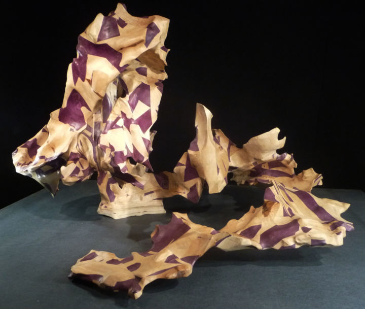 Sculpture intitulée "divagation-spatiale" par Roland Pinot, Œuvre d'art originale, Bois