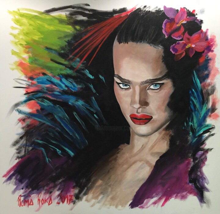 Pintura titulada "Natalia Vodianova" por Romà Roka, Obra de arte original, Acrílico Montado en Bastidor de camilla de madera