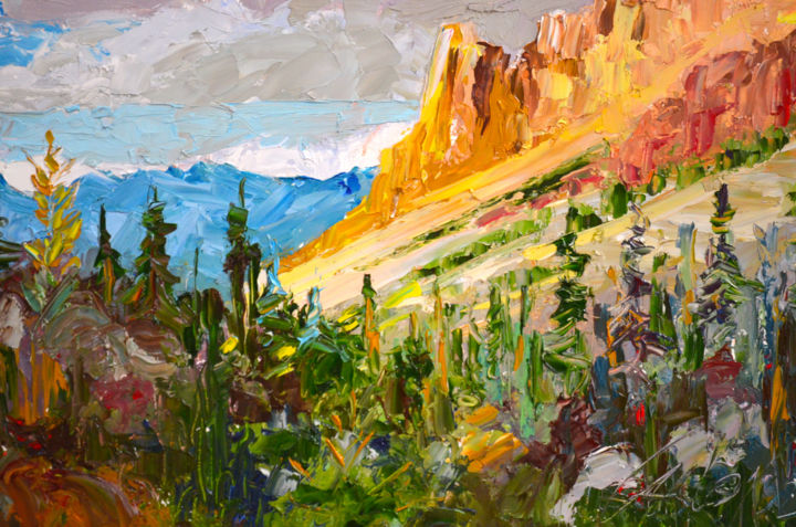 Painting titled "Rocce d'Orate" by Carlo Gislimberti, Original Art, Oil