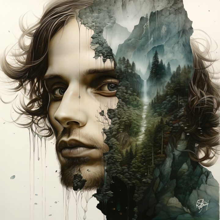 Digital Arts titled "Echoes of Nature" by Romain Bonnet, Original Artwork, Digital Painting
