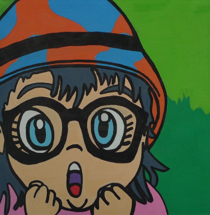 Painting titled "arale." by Romain Desgranges, Original Artwork, Acrylic