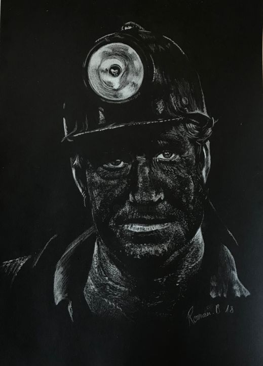 Рисунок под названием "Coal" - Romain Bernard, Подлинное произведение искусства, Пастель