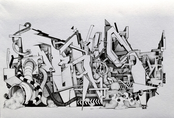 Drawing titled "MECANEiST 22" by Romain Fontaine (Neist), Original Artwork, Ink