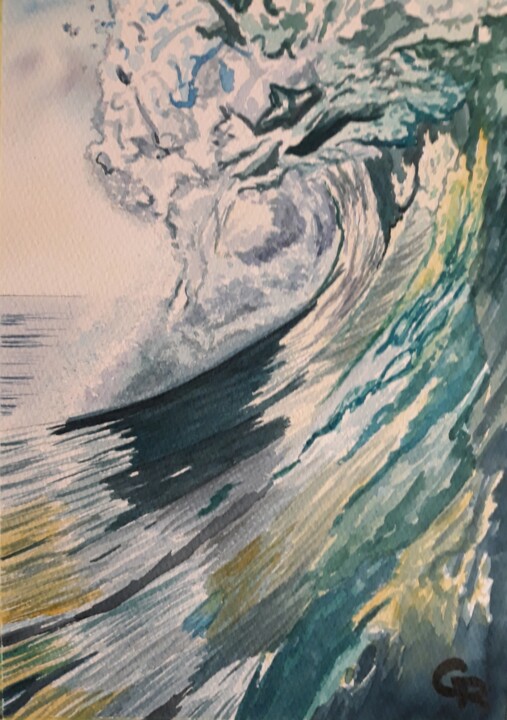 Peinture intitulée "Vague de couleur 5" par Romain Gattone, Œuvre d'art originale, Aquarelle