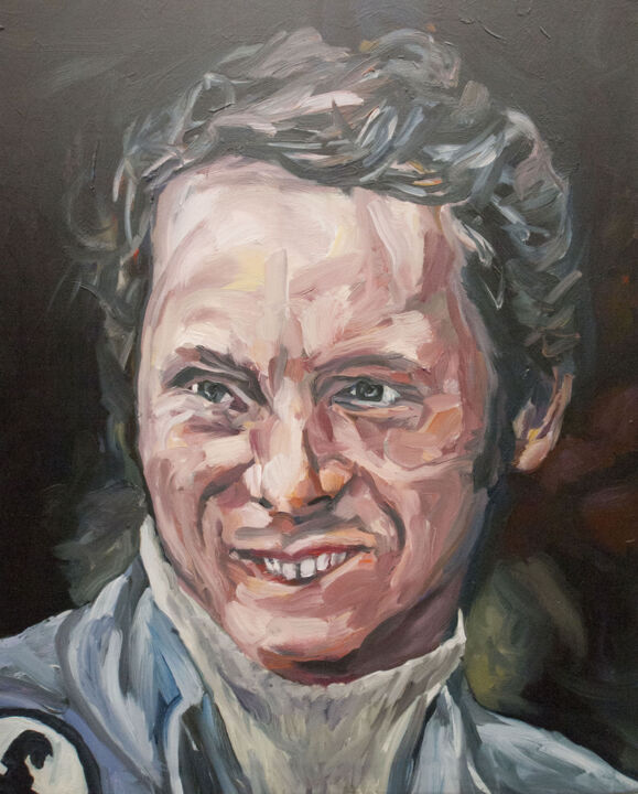 Painting titled "Niki Lauda" by Romain Héjé, Original Artwork, Oil