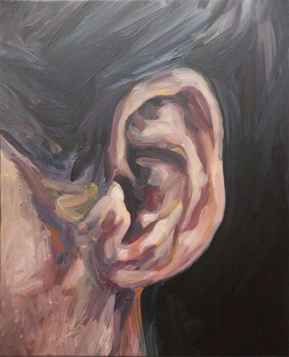 Painting titled "Ear" by Romain Héjé, Original Artwork, Oil