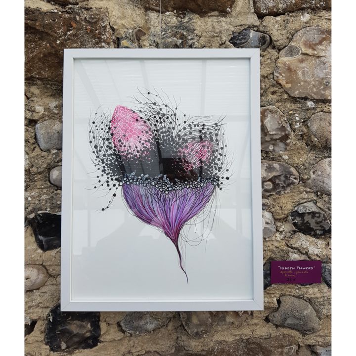 Peinture intitulée ""HIDDEN FLOWERS" -…" par Romain Legent, Œuvre d'art originale, Aquarelle