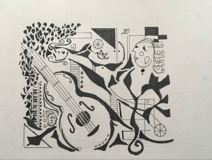Drawing titled "Guitoune" by Romain Mary, Original Artwork, Marker