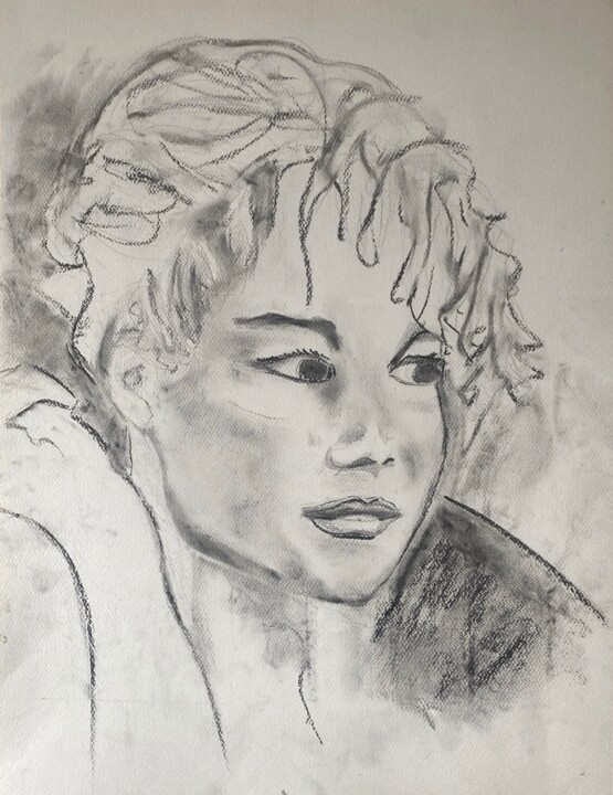 Painting titled "Lorelei" by Romain Mary, Original Artwork, Charcoal