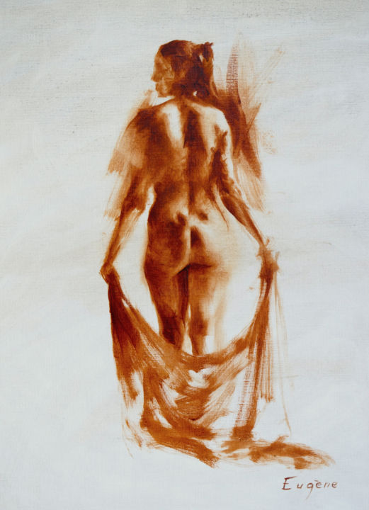 Peinture intitulée "Nu en Monochrome 10" par Romain Eugène, Œuvre d'art originale, Huile
