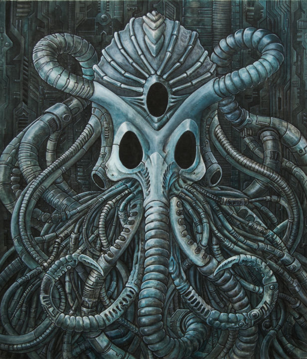 Painting titled "bioctopus" by Macchimay, Original Artwork, Acrylic