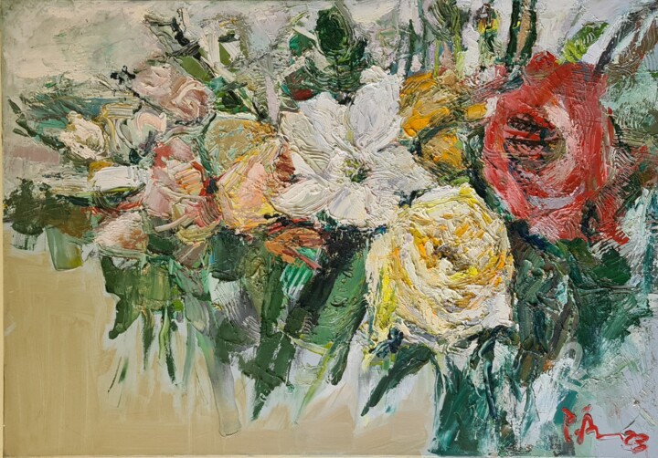 Peinture intitulée "Bouquet 1" par Roman Dub, Œuvre d'art originale, Huile