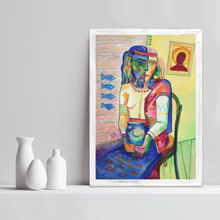 Painting titled "Жінка з глеком" by Roman Ivanyshyn, Original Art, Oil