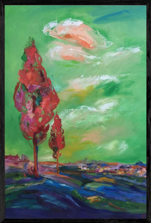 Painting titled "Single tree" by Roman Ivanyshyn, Original Artwork, Oil