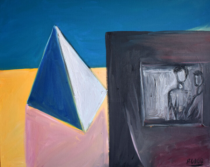 Painting titled "Pyramid II" by Roman Lasa, Original Artwork, Oil