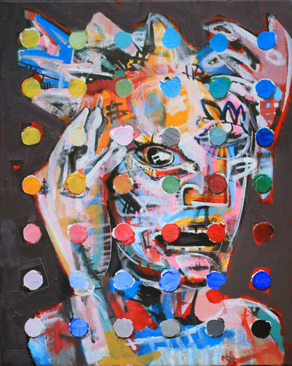 Картина под названием "Scream" - Roman Rabyk, Подлинное произведение искусства, Акрил Установлен на Деревянная рама для носи…