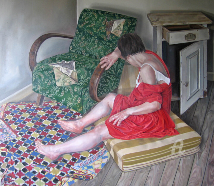 Картина под названием "The corner" - Roman Rembovsky, Подлинное произведение искусства, Масло Установлен на Деревянная рама…