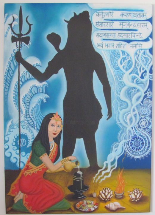 Картина под названием "Karpura Gauram" - Roman Shneer, Подлинное произведение искусства, Акрил