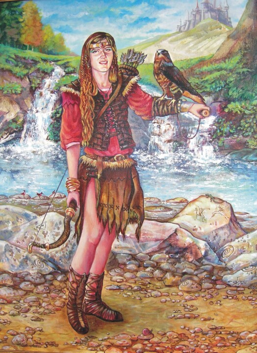 Painting titled "Амазонка" by Roman Siabro, Original Artwork, Oil