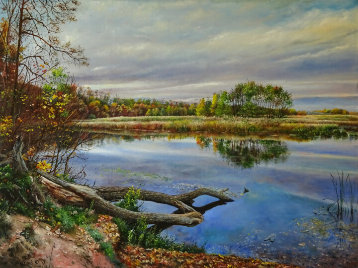 Painting titled "У Белой горы. Ворон…" by Roman Zhiliaev, Original Artwork, Oil