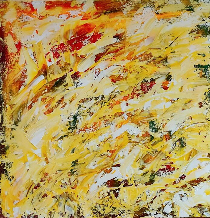 Painting titled "FALLEN LEAVES.(V)" by Romana Meissner, Original Artwork, Acrylic