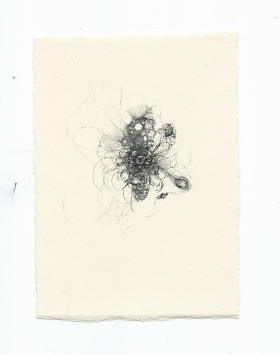 Drawing titled "Fleur étincelante" by Romana, Original Artwork, Ink