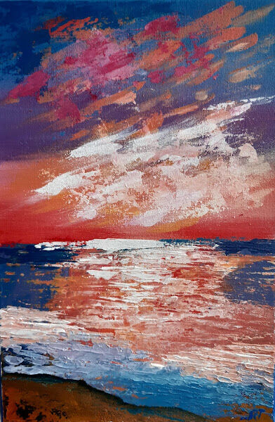 Painting titled "sunrise. admiration" by Romana Teluk, Original Artwork, Acrylic