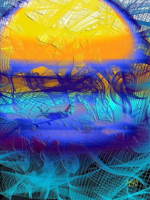 Digitale Kunst mit dem Titel "Lac" von Roman Drea, Original-Kunstwerk, Digitale Malerei