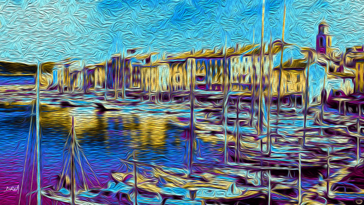 Digitale Kunst getiteld "Saint Tropez le port" door Roman Drea, Origineel Kunstwerk