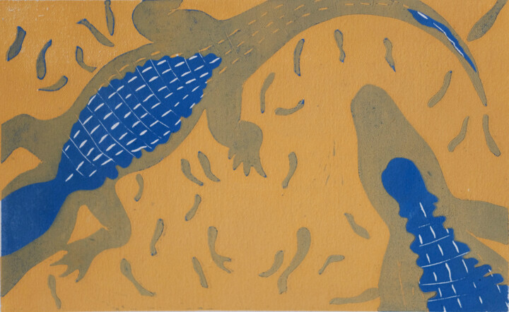 "Les Everglades" başlıklı Baskıresim Romane Kleindienst tarafından, Orijinal sanat, Linocut