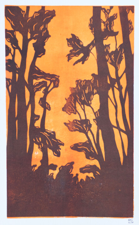 Druckgrafik mit dem Titel "Coeur Bouliki" von Romane Kleindienst, Original-Kunstwerk, Linoldrucke