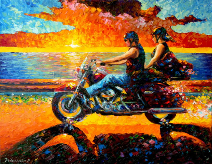 Painting titled "Drive" by Roman Fedosenko, Original Artwork, Oil