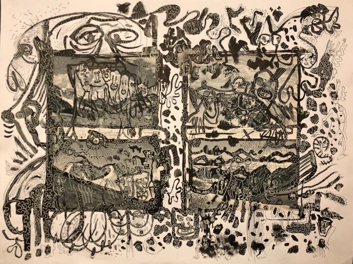 Zeichnungen mit dem Titel "Excitations de mont…" von Romano Valsky, Original-Kunstwerk, Tinte